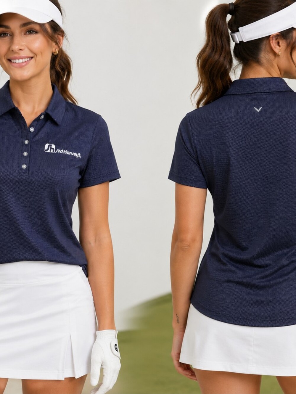 Callaway Opti-Dri Women’s Medium Golf Polo Shirt Navy Blue Sid Harvey's Logo Per